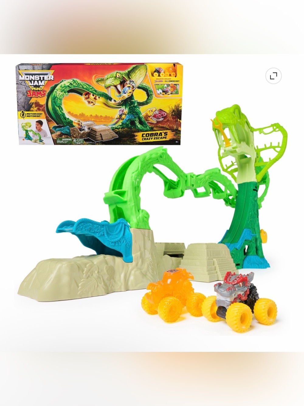 Monster Jam Cobra's Crazy Escape Playset with Green Track & Orange Monster Truck